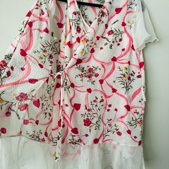 Victoria's Secret gold label Floral Heart Robe Pink Flutter Sleeve & gown - Picture 5 of 13